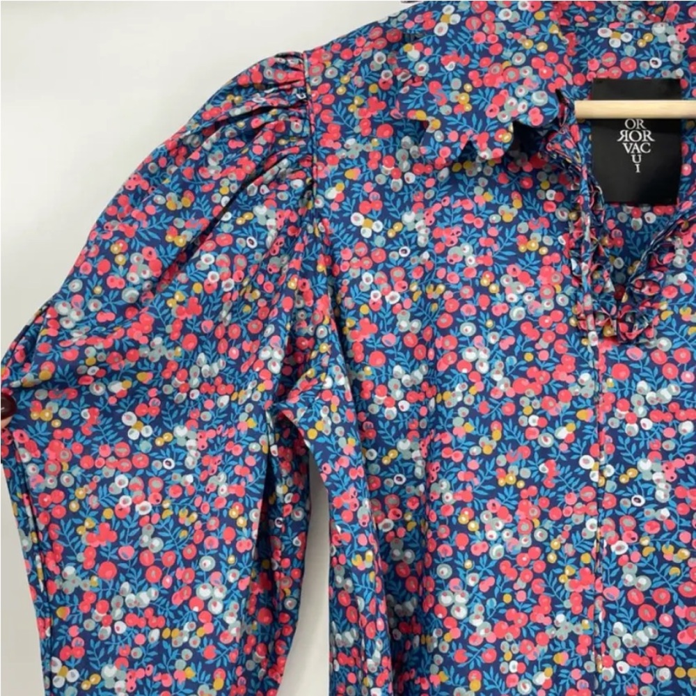 NWT HorrorVacui Liberty Of London Floral Blouse Small S Boho Puff Sleeve Shirt - Picture 4 of 12